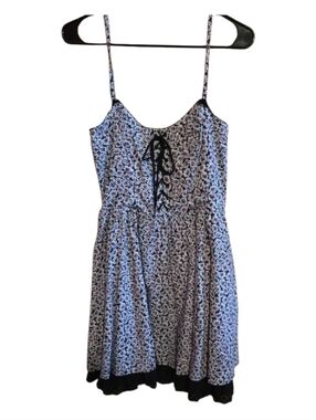Betsey Johnson Black Daisy Print Dress with Pink Accents
